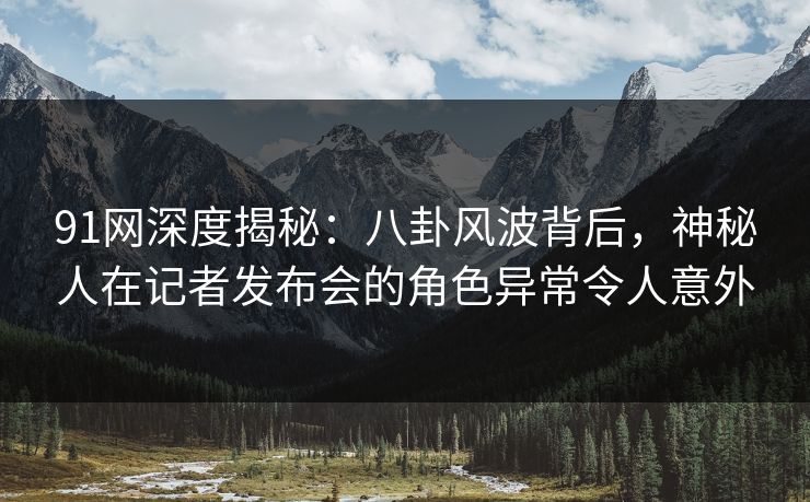 91网深度揭秘：八卦风波背后，神秘人在记者发布会的角色异常令人意外