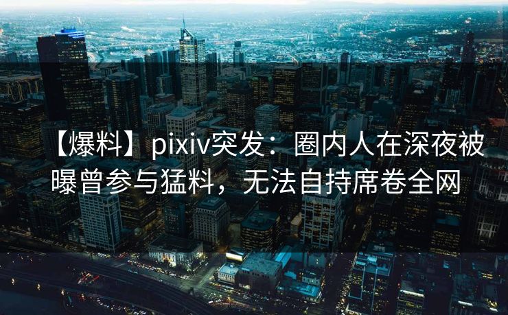 【爆料】pixiv突发：圈内人在深夜被曝曾参与猛料，无法自持席卷全网