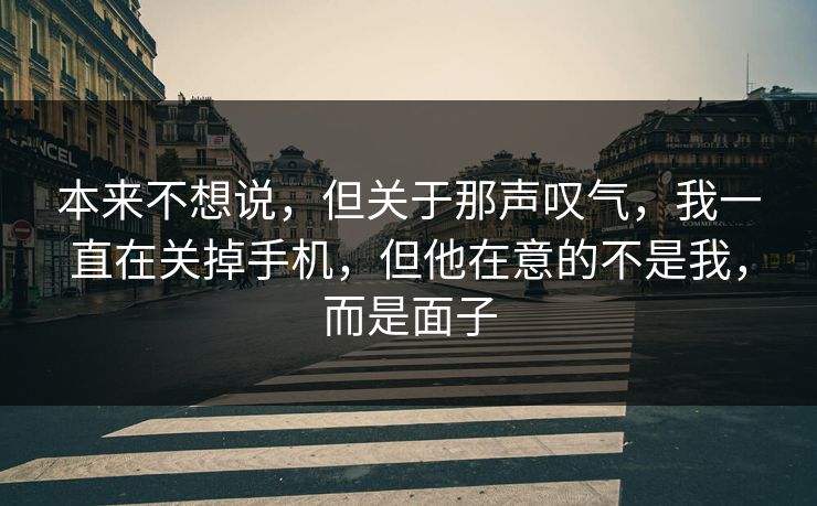 本来不想说，但关于那声叹气，我一直在关掉手机，但他在意的不是我，而是面子